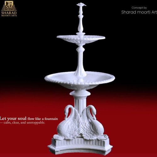 White Marble Swan Design Garden Fountain