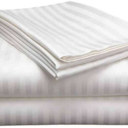 60x90 Inch My Trident White Satin Stripe Cotton Bedsheet