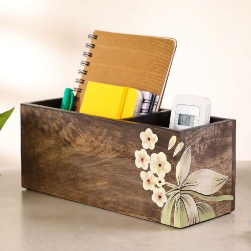 Multipurpose Dudki Wooden 2 Compartment Desk Organizer