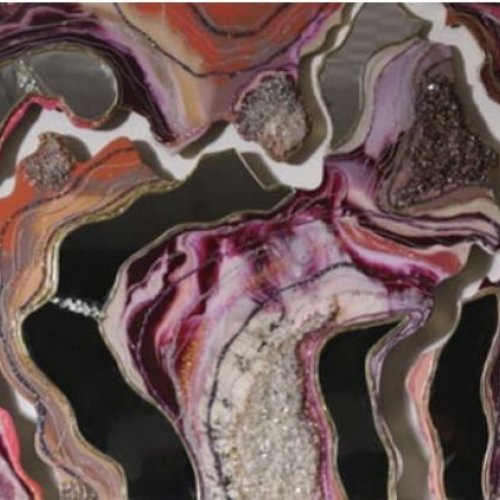 Handmade Pink Geode Resin Wall Art