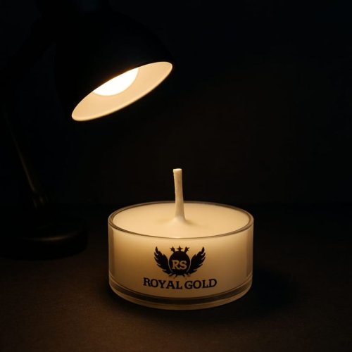 Royal Gold Ivory Round Soy Wax Tea Light Candle