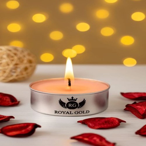 Royal Gold Light Pink Round Aluminium Tin Tea Light Candle