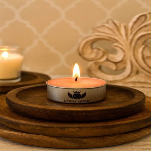 Royal Gold Light Red Round Aluminium Tin Tea Light Candle