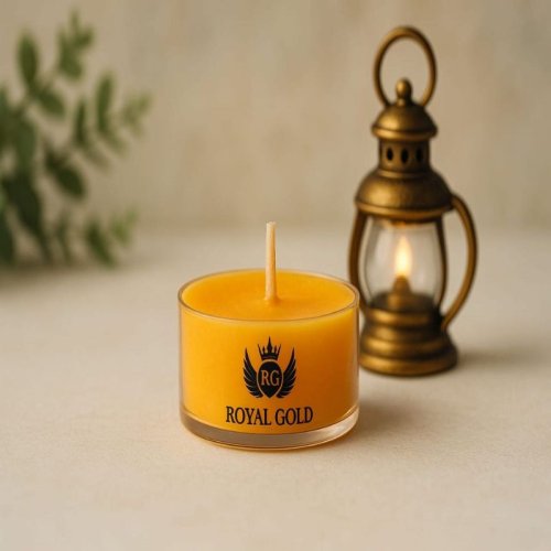 Royal Gold Orange Round Soy Wax Tea Light Candle
