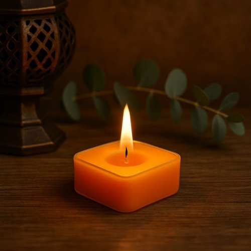 Royal Gold Orange Square Soy Wax Tea Light Candle