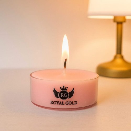 Royal Gold Pink Round Soy Wax Tea Light Candle