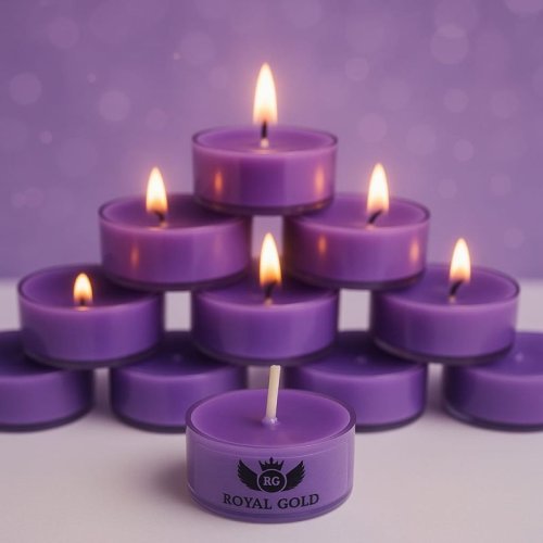 Royal Gold Voilet Round Soy Wax Tea Light Candle