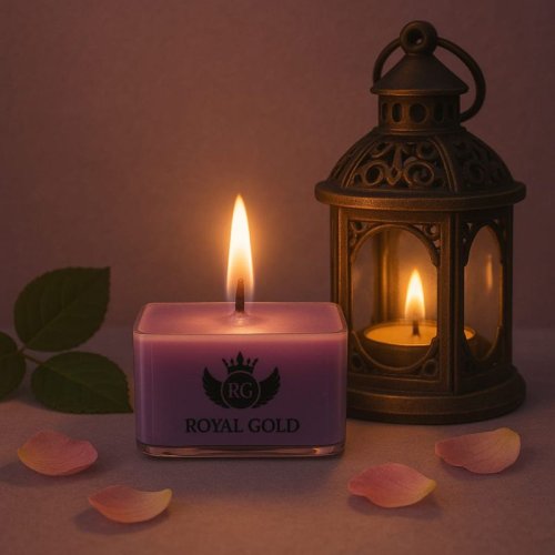 Royal Gold Voilet Square Soy Wax Tea Light Candle