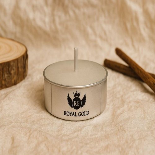 Royal Gold White Round Aluminium Tin Tea Light Candle