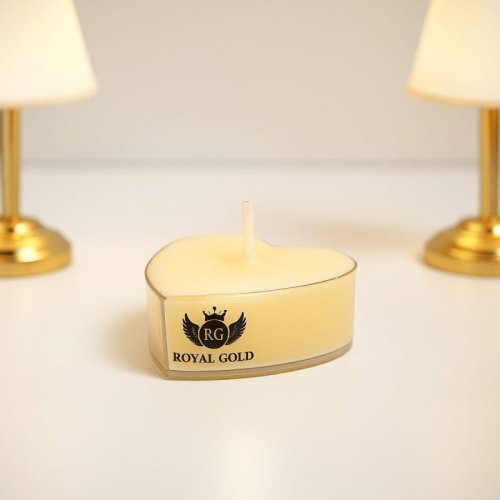 Royal Gold Yellow Heart Soy Wax Tea Light Candle