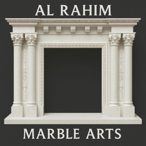 Ornate White Marble Fireplace with Carved Columns