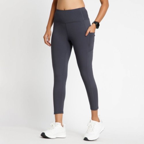 Riyu Women'S Polyester Grey Casual High Rise Waistband Highwaisted Legging