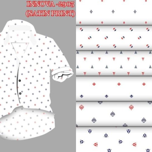 60s Printed Satin Shirting Fabric