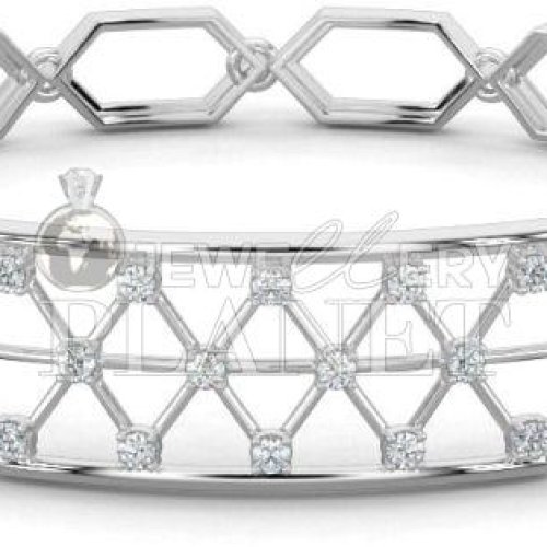10K Gold Diamond Crystalline Hex Bracelet