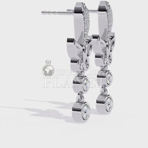 10k White Gold Butterfly Shape Diamond Drop Earrings