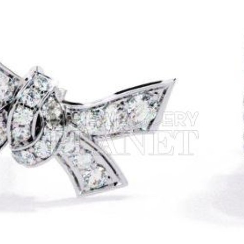 10K White Gold Diamond Bow Knot Stud Earrings
