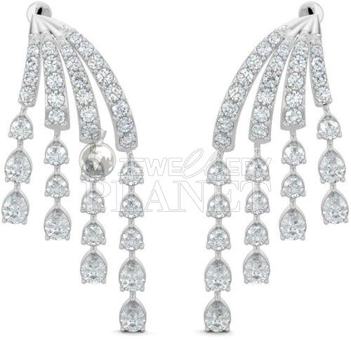 10K White Gold Diamond Chandelier Earrings