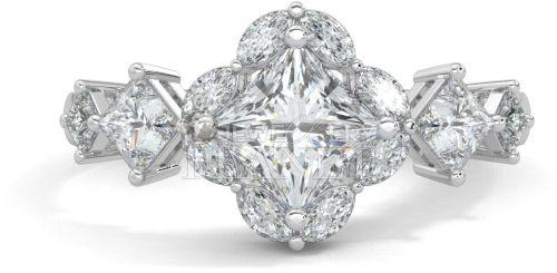 10K White Gold Diamond Cluster Ring