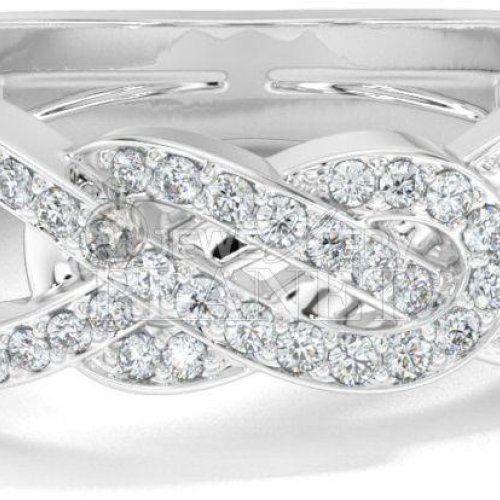 10K White Gold Diamond Entwined Love Knot Ring