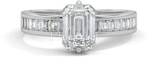 10K White Gold Emerald Cut Diamond Engagement Ring