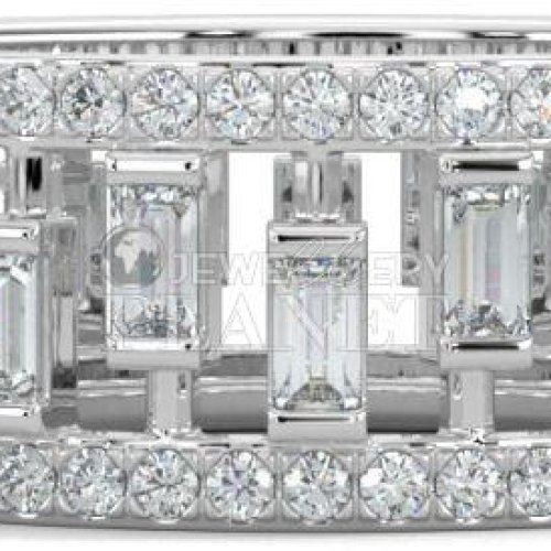 10K White Gold Geometric Baguette Diamond Ring