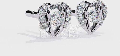 10k White Gold Heart Shape Diamond Stud Earrings