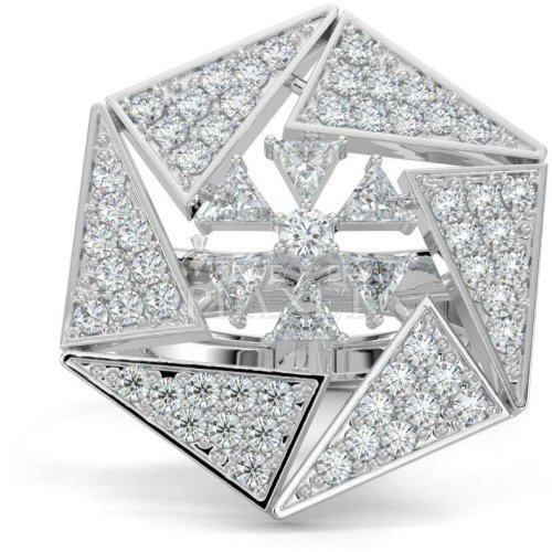 10K White Gold Quadrilateral Diamond Ring
