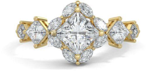 14K Gold Diamond Cluster Ring