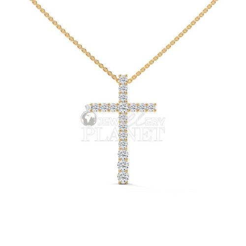 14K Gold Diamond Cross Pendant