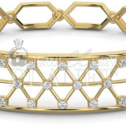 14K Gold Diamond Crystalline Hex Bracelet