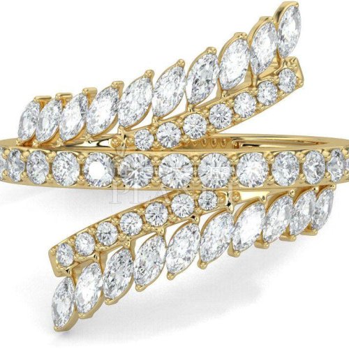 14K Gold Fern Leaf Diamond Ring