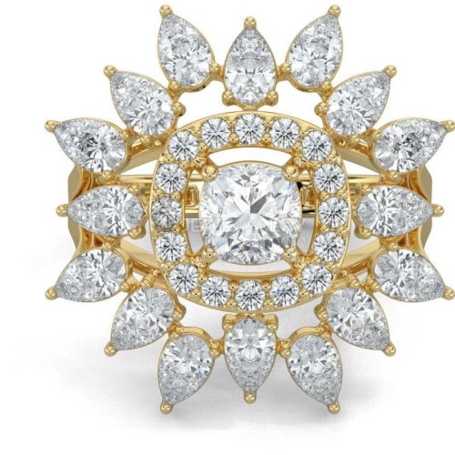 14K Gold Floral Cluster Diamond Ring