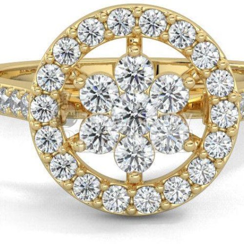14K Gold Flower Cluster Diamond Ring