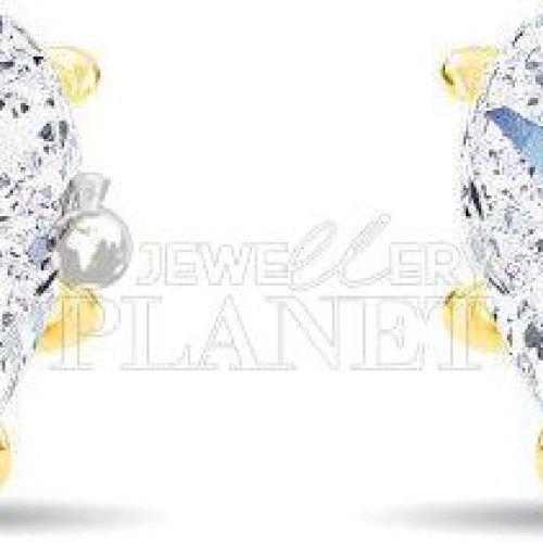 14K Gold Heart Diamond Stud Earrings