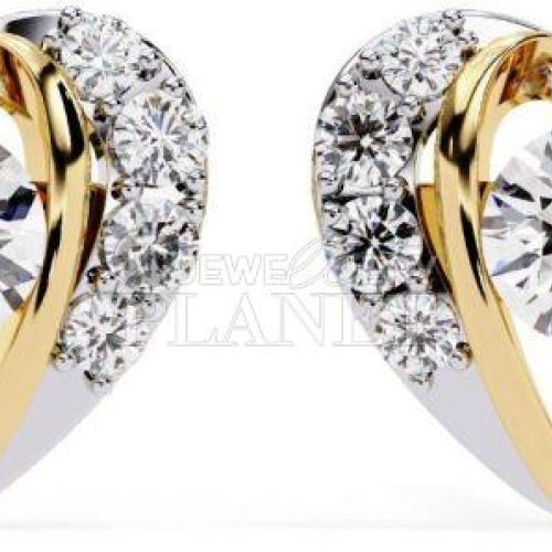 14K Gold Heart Shape Diamond Stud Earrings