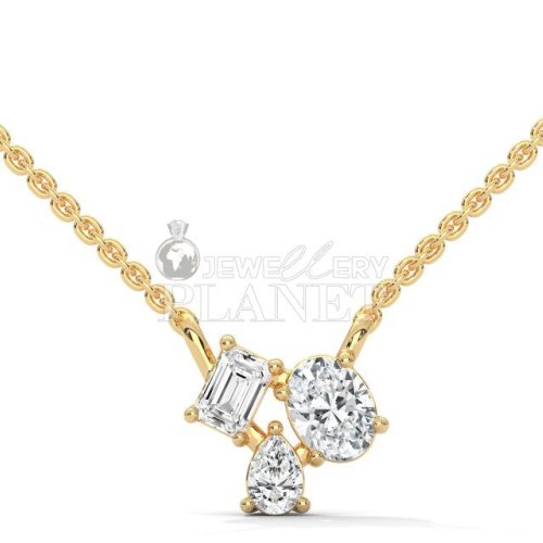 14K Gold Multi Cut Diamond Cluster Pendant