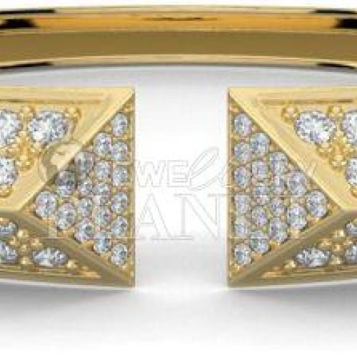 14K Gold Natural Triad Diamond Cuff Bracelet