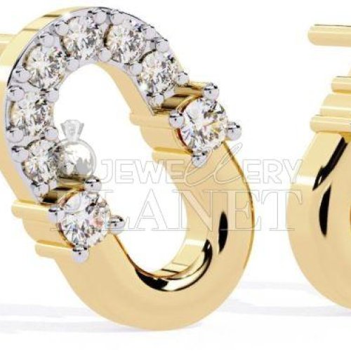 14K Gold Orbit Spark Diamond Stud Earrings