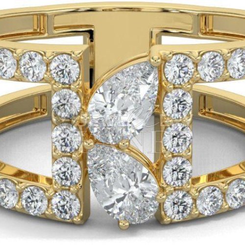 14K Gold Pear Cut Duet Diamond Ring