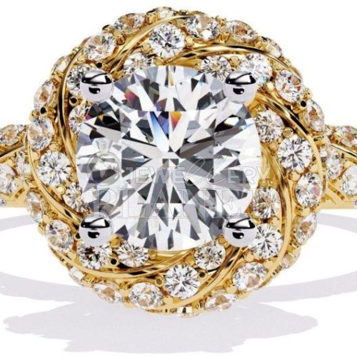 14K Gold Rope Twist Diamond Ring