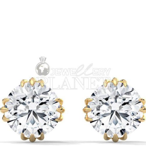 14K Gold Round Cut Diamond Stud Earrings