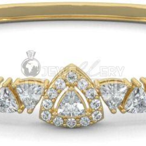 14k Gold Triad Sparkle Diamond Bangle Bracelet