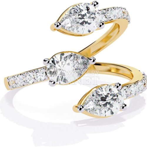 14K Gold Twin Pear Wrap Lab Grown Diamond Ring