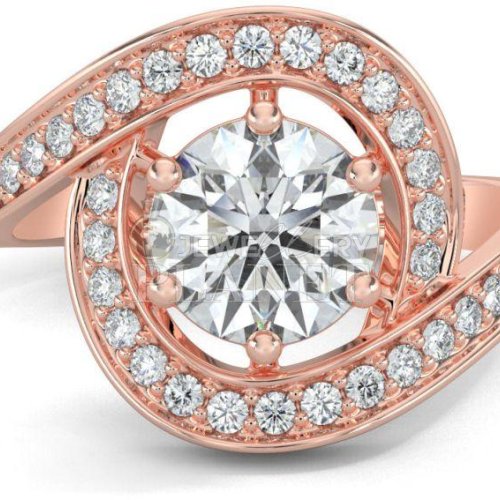 14K Rose Gold Diamond Twist Halo Engagement Ring