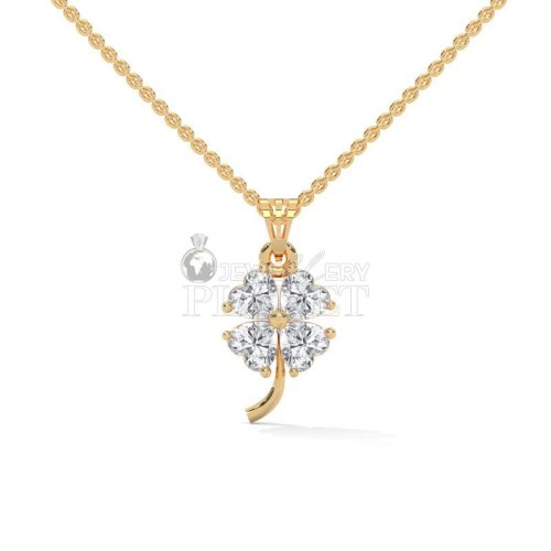 14K Rose Gold Four Petal Diamond Flower Pendant