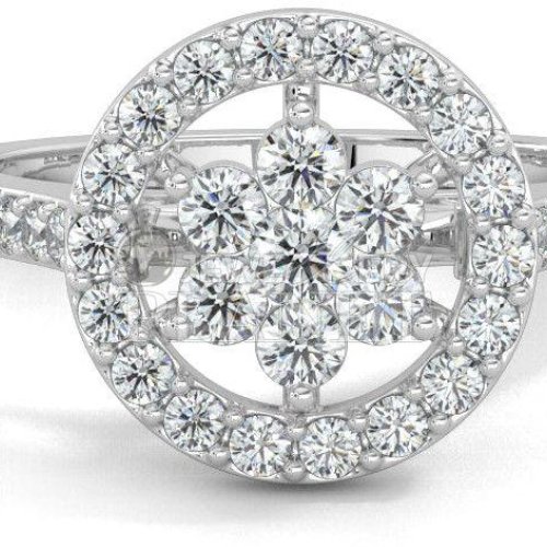 14K White Gold Flower Cluster Diamond Ring