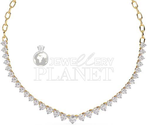 14K Yellow Gold Pear Cut Diamond Tennis Necklace