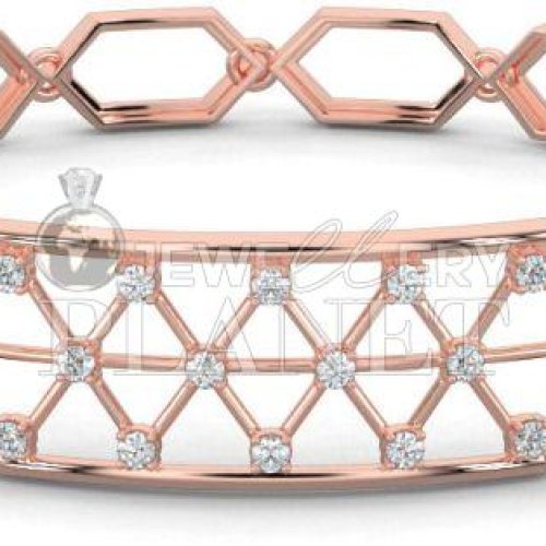 18K Gold Diamond Crystalline Hex Bracelet