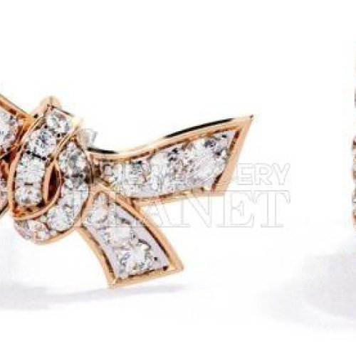 18K Rose Gold Diamond Bow Knot Stud Earrings