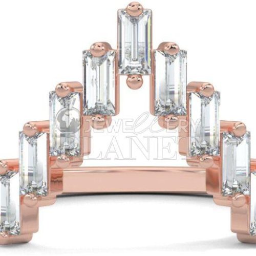 18K Rose Gold Chevron Baguette Diamond Ring